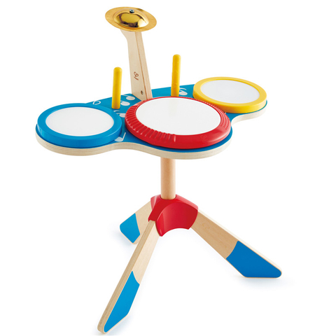 हेप ड्रम और सिंबल सेट | Toddlers लकड़ी के ड्रम और Cymbal संगीत वाद्ययंत्र दो ड्रम छड़ें के साथ सेट