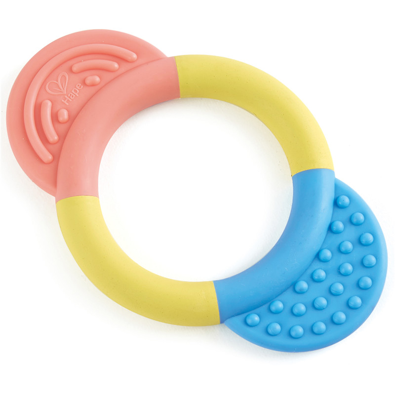हेप टेदर रिंग | बच्चों, मुलायम रंग के लिए बहु-बनावट teething खिलौना