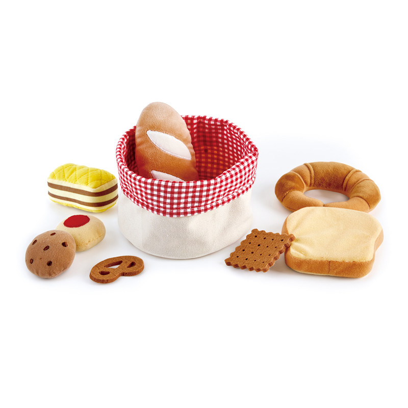 हेप टोडलर रोटी टोकरी | मुलायम नाटक बच्चों के लिए खाद्य विमान, रोटी खिलौना टोकरी में टोस्ट, जाम कुकी, केक, सोडा बिस्कुट और अधिक शामिल हैं