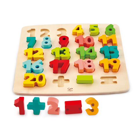 हैप चंकी संख्या गणित पहेली | बच्चों के लिए क्लासिक लकड़ी की गिनती और योग सीखने जिग्स बोर्ड खिलौना