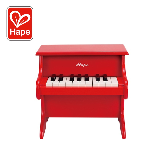 Hape Playful पियानो खिलौना | 18 कुंजी लकड़ी के मिनी संगीत उपकरण खिलौना, लाल