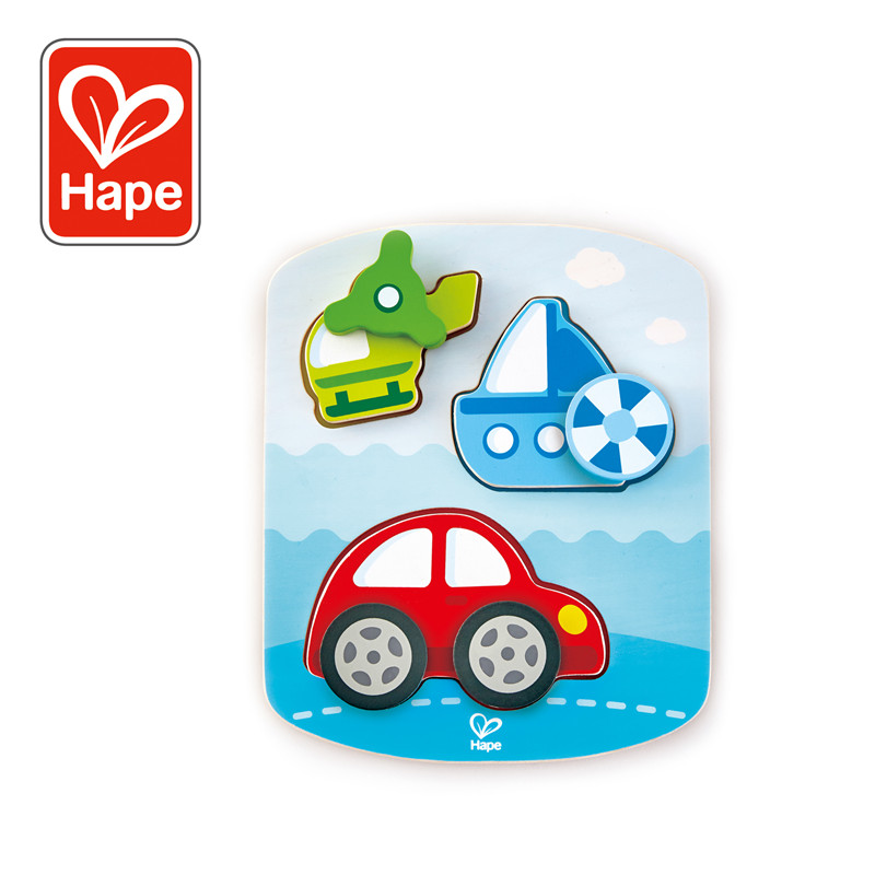 हेप गतिशील वाहन पहेली | Toddlers, बहु रंग के लिए 3 टुकड़ा लकड़ी के आकार छँटाई जिग्स पहेली खेल